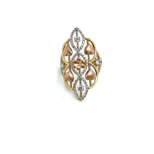 14k Gold Heart and Flower Ring