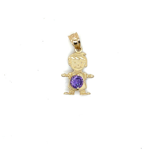 14k Gold Boy Birthstone Cz Pendant