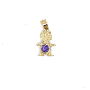 14k Gold Boy Birthstone Cz Pendant
