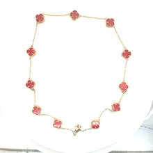 Load image into Gallery viewer, 14k Gold Red Clover Necklace