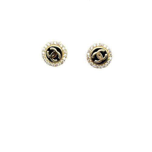 10k Gold Black CC Earrings