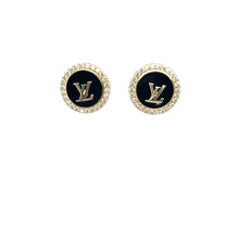 Load image into Gallery viewer, 10k Gold Black LV Earrings