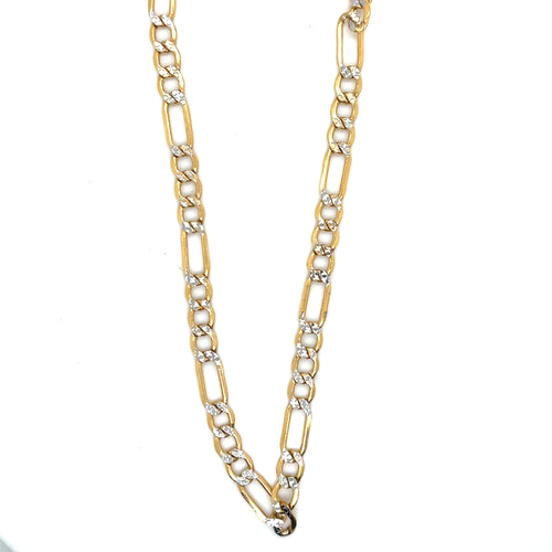 14k Gold Figaro Diamond Cut Link Chain