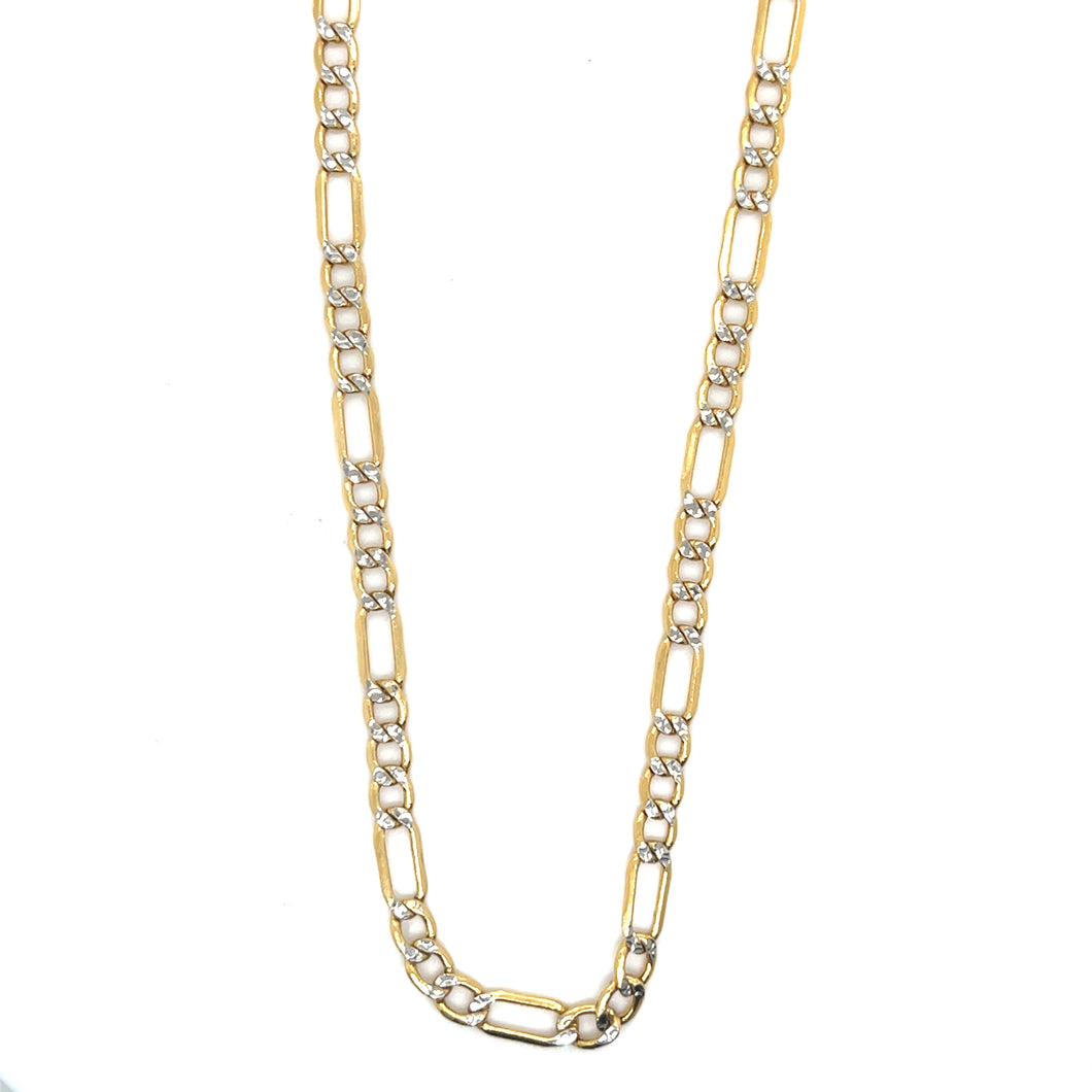 14k Gold Figaro Diamond Cut Link Chain