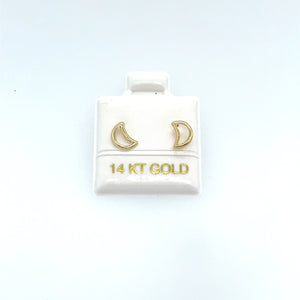 14k Gold Moon Studs