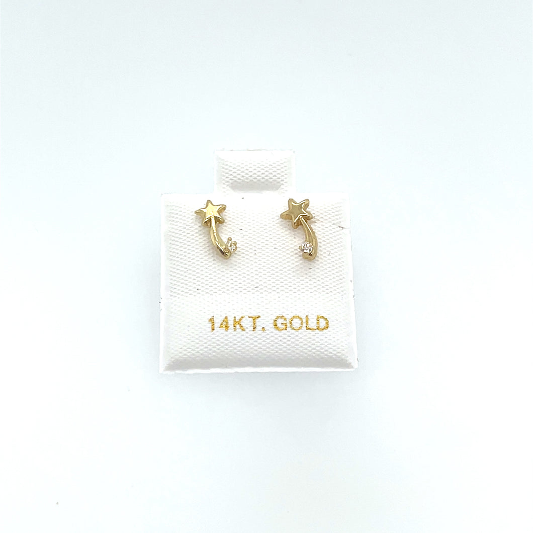 14k Gold Stars Studs