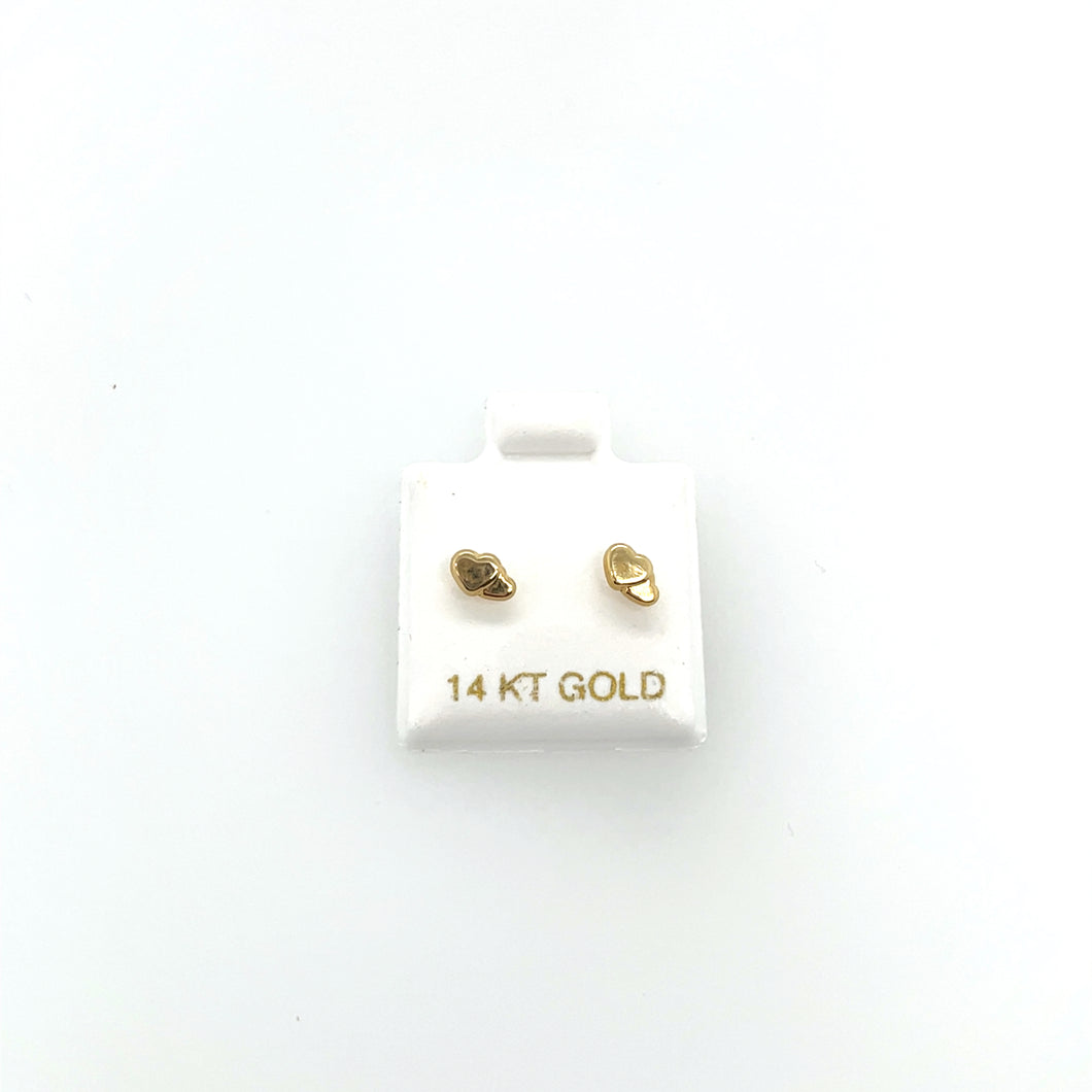 14k Gold Double Hearts Studs