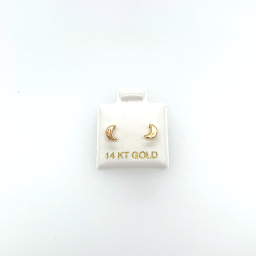 14k Gold Moon Studs