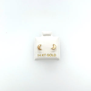 14k Gold Moon Studs