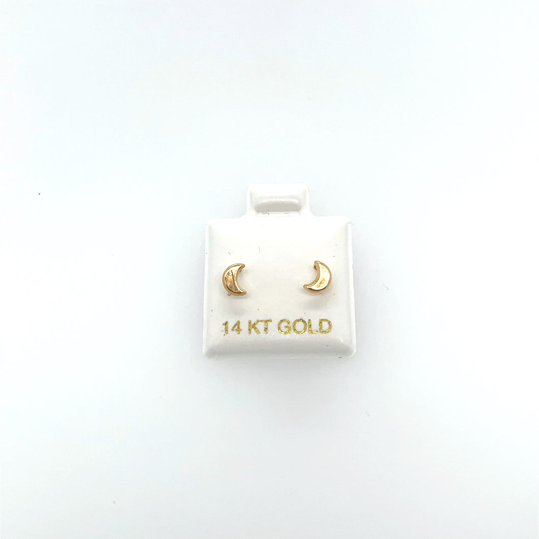 14k Gold Moon Studs
