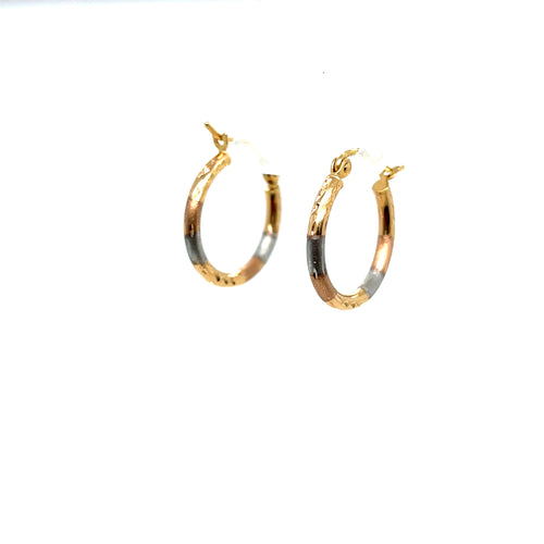 10k Tri Gold Round Hoops