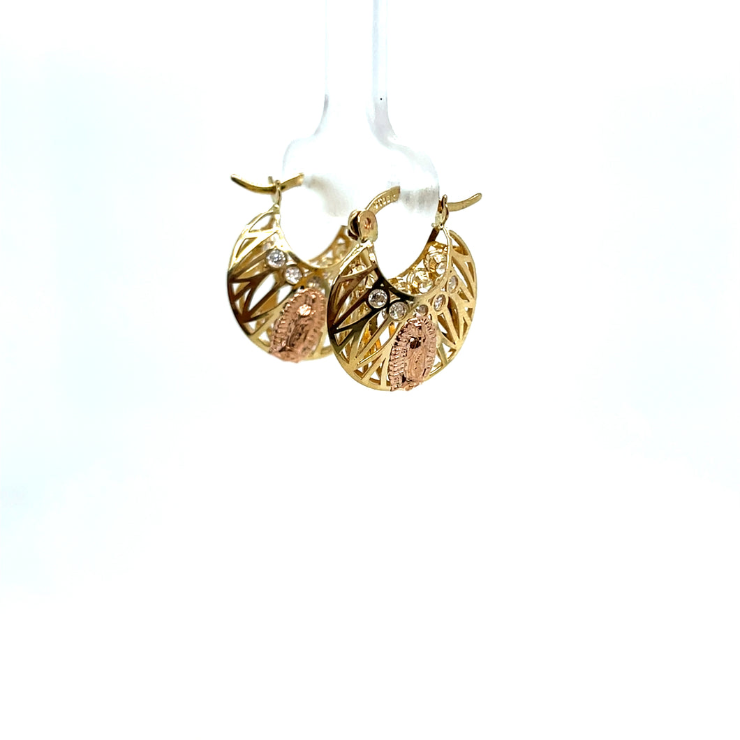 10k Gold Our Lady of Guadalupe Earrings