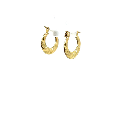 10k Gold Line Cut Hoops