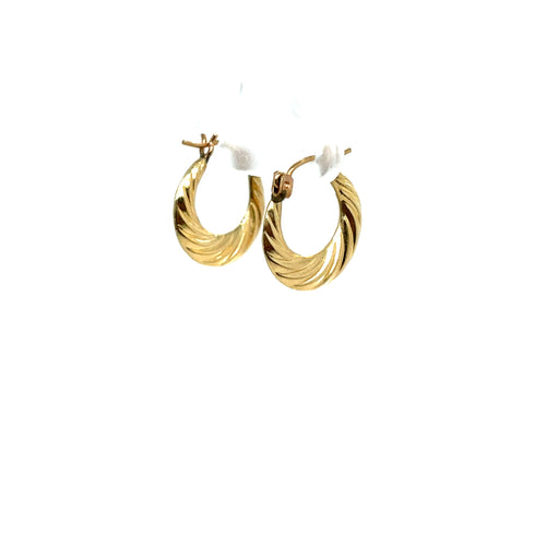 10k Gold Line Cut Hoops