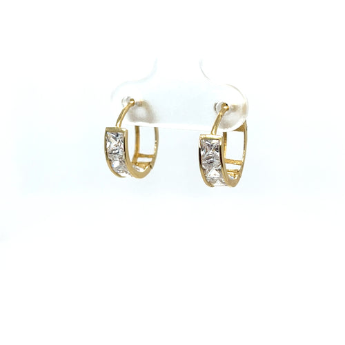 10k Gold Clear Cubic Zirconia Huggies