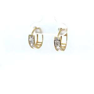10k Gold Clear Cubic Zirconia Huggies