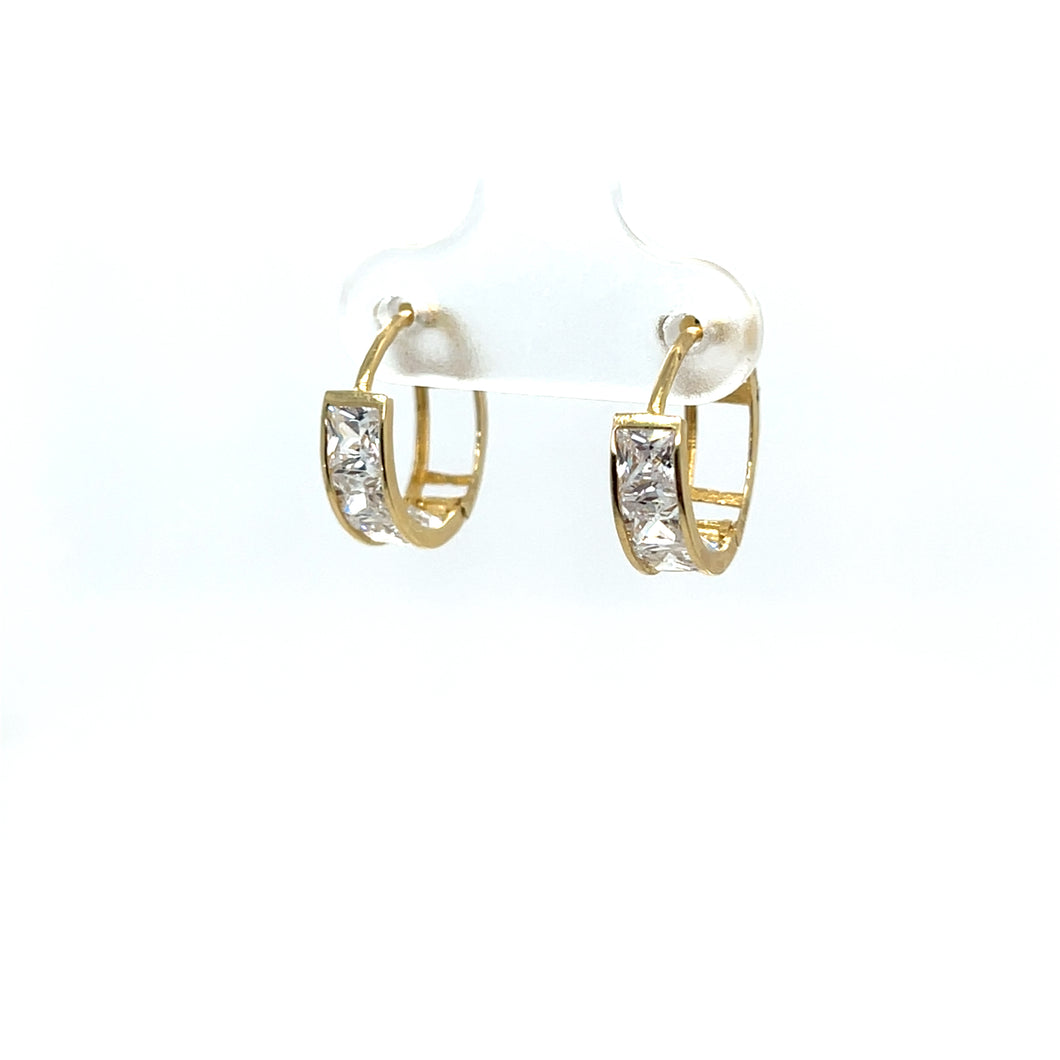 10k Gold Clear Cubic Zirconia Huggies