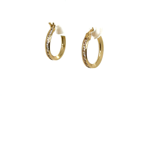 10k Gold Clear Cubic Zirconia Hoops