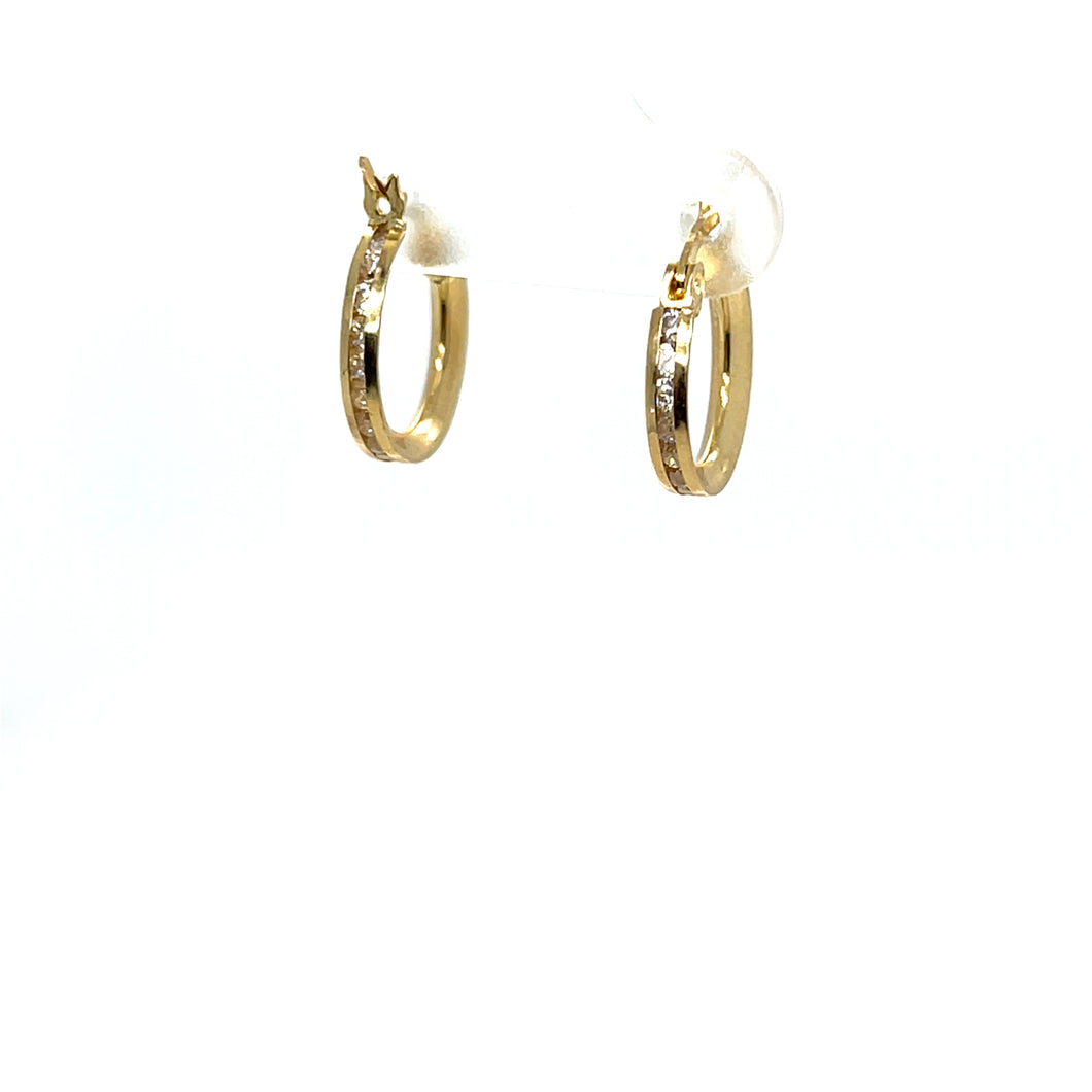 10k Gold Clear Cubic Zirconia Hoops