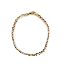 Load image into Gallery viewer, 10k Tri Gold Heart Bracelet