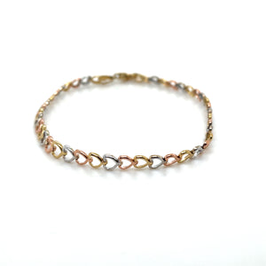 10k Tri Gold Heart Bracelet