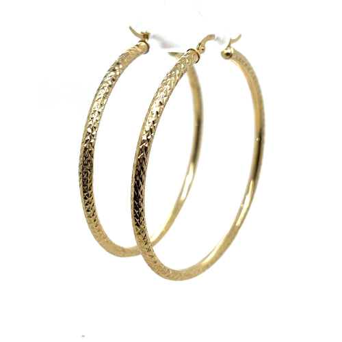 10k Gold Lines Cut Hoops