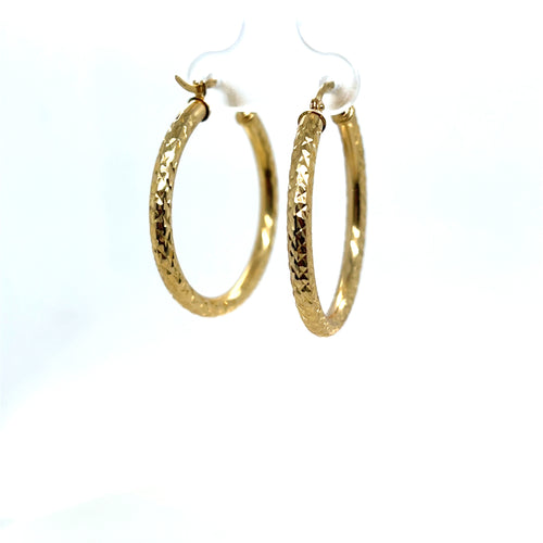 10K Diamond cut hoops