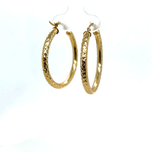 10K Diamond cut hoops