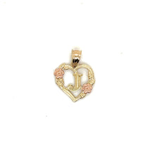 Load image into Gallery viewer, 14k Gold Heart Letter with Flowers Pendant