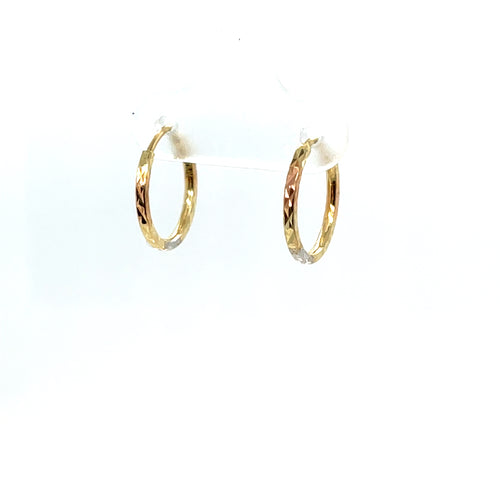 14k Tri Gold Lines Hoops