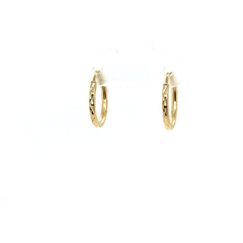 14k Gold Line Cut Hoops
