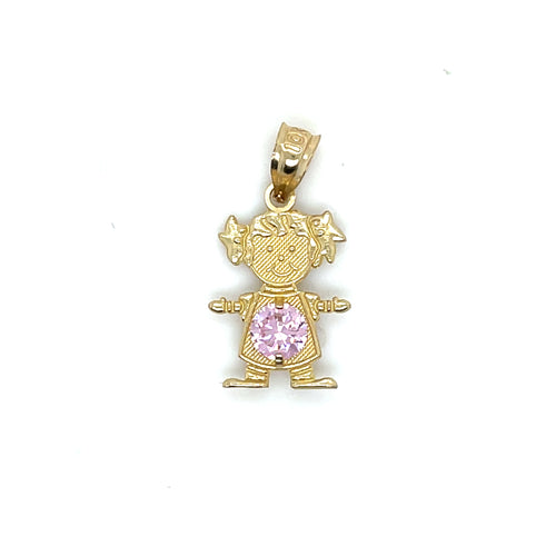 10k Gold Girl Stone Pendant