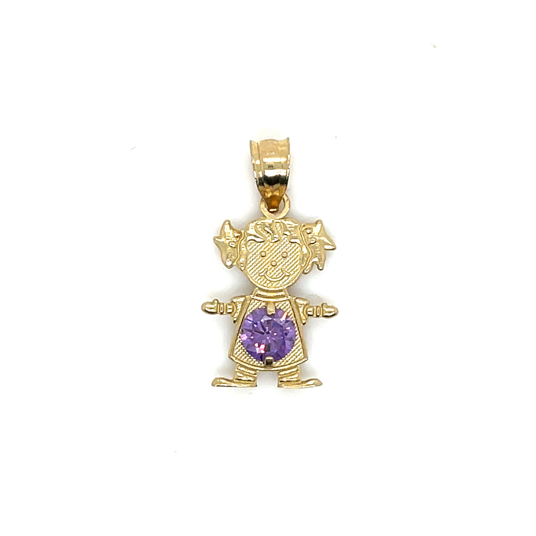 10k Gold Girl Stone Pendant