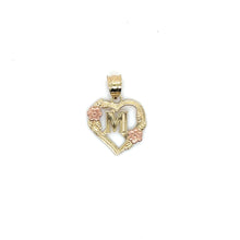 Load image into Gallery viewer, 10K Gold Letter Heart and Roses Pendant