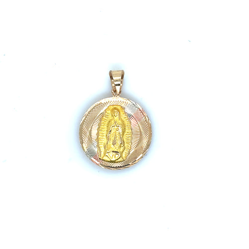 10k Gold Our Lady of Guadalupe and Sacred Heart Double Sided Pendant