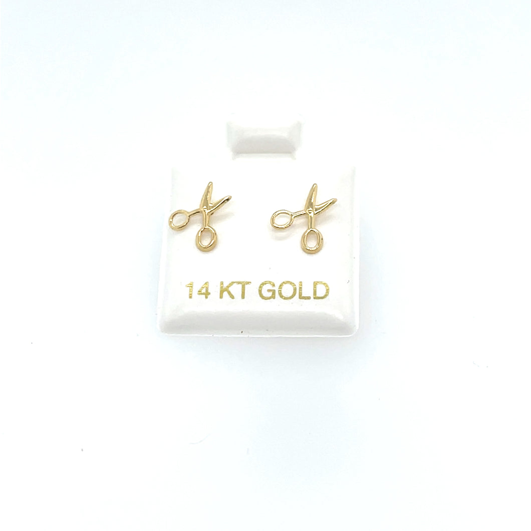 14k Gold Scissors Studs