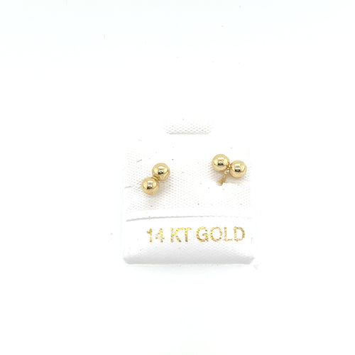 14k Gold Double Ball Studs