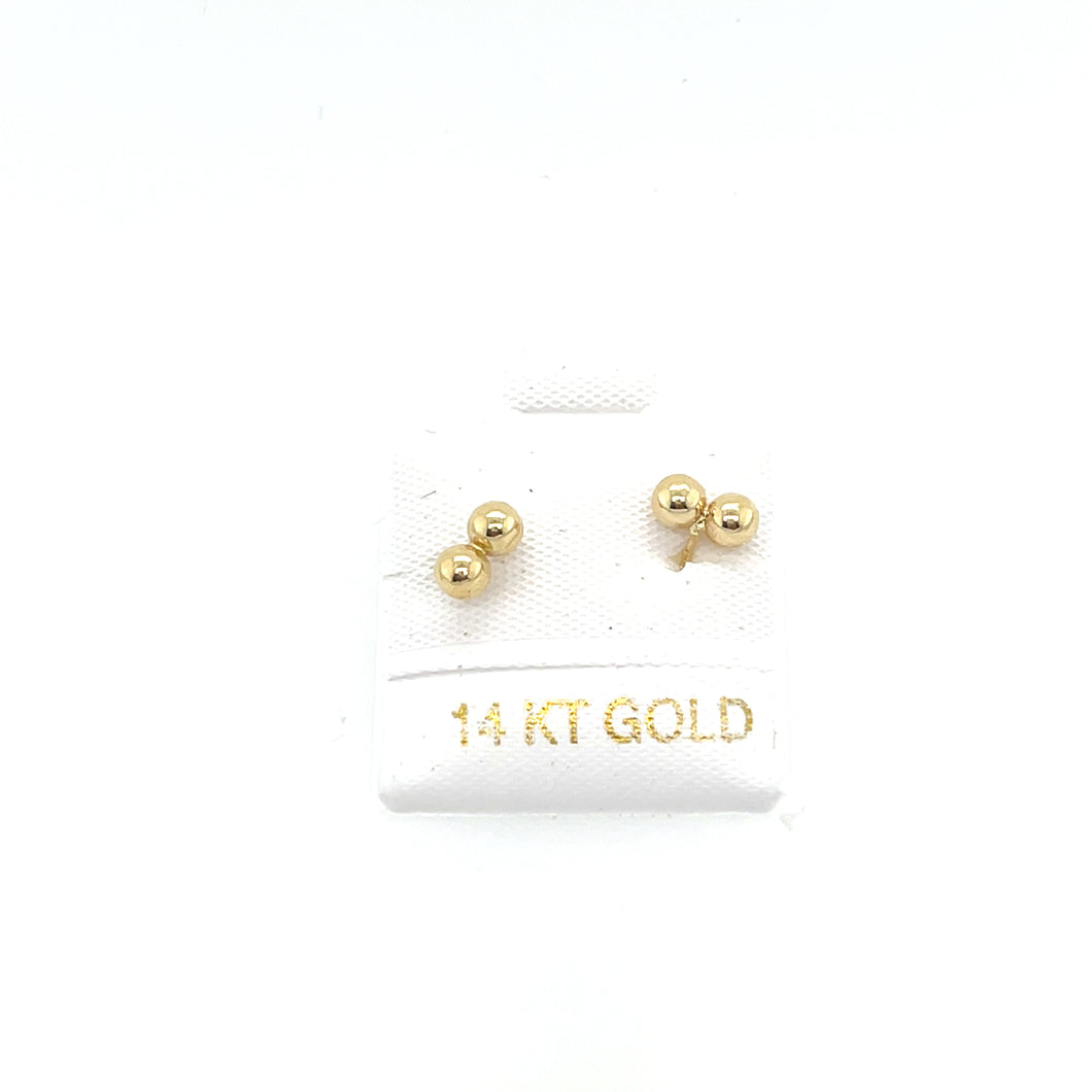 14k Gold Double Ball Studs