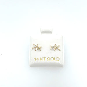 14k Gold Double Cross Studs