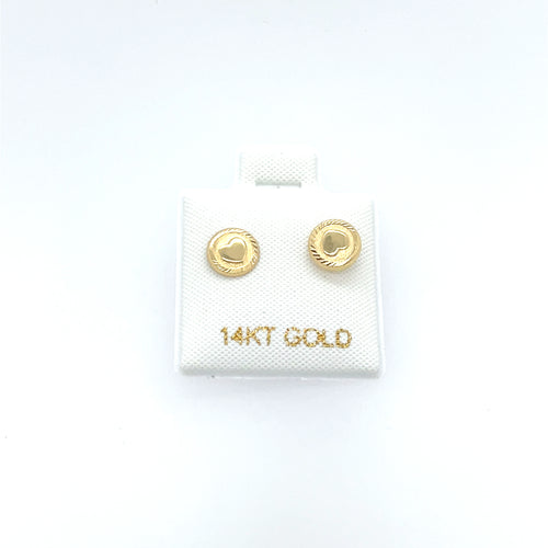 14k Gold Hearts Studs