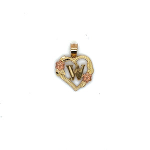 10k Gold Heart Letter Pendant