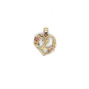 10k Gold Heart Letter Pendant