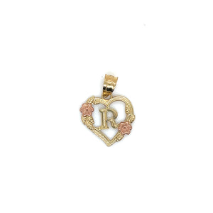 10k Gold Heart Letter Pendant