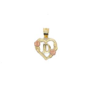 10k Gold Heart Letter Pendant