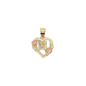 10k Gold Heart Letter Pendant