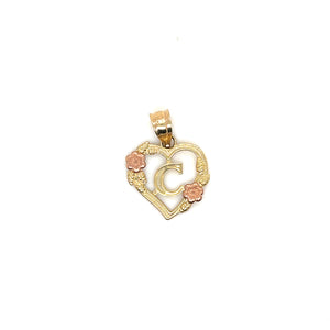 10k Gold Heart Letter Pendant