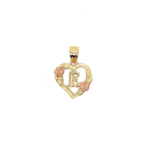 10k Gold Heart Letter Pendant