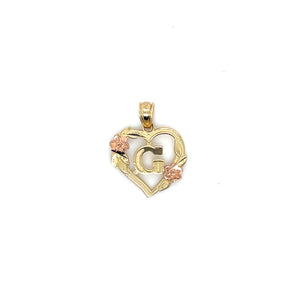 10k Gold Heart Letter Pendant
