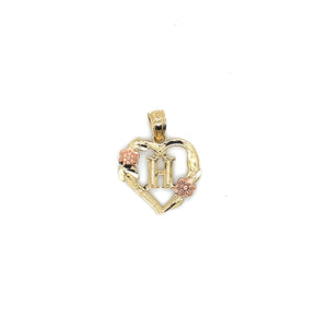 10k Gold Heart Letter Pendant