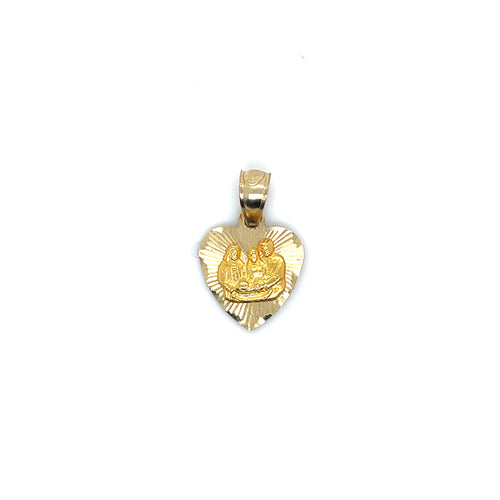 10k Gold Baptism Heart Pendant